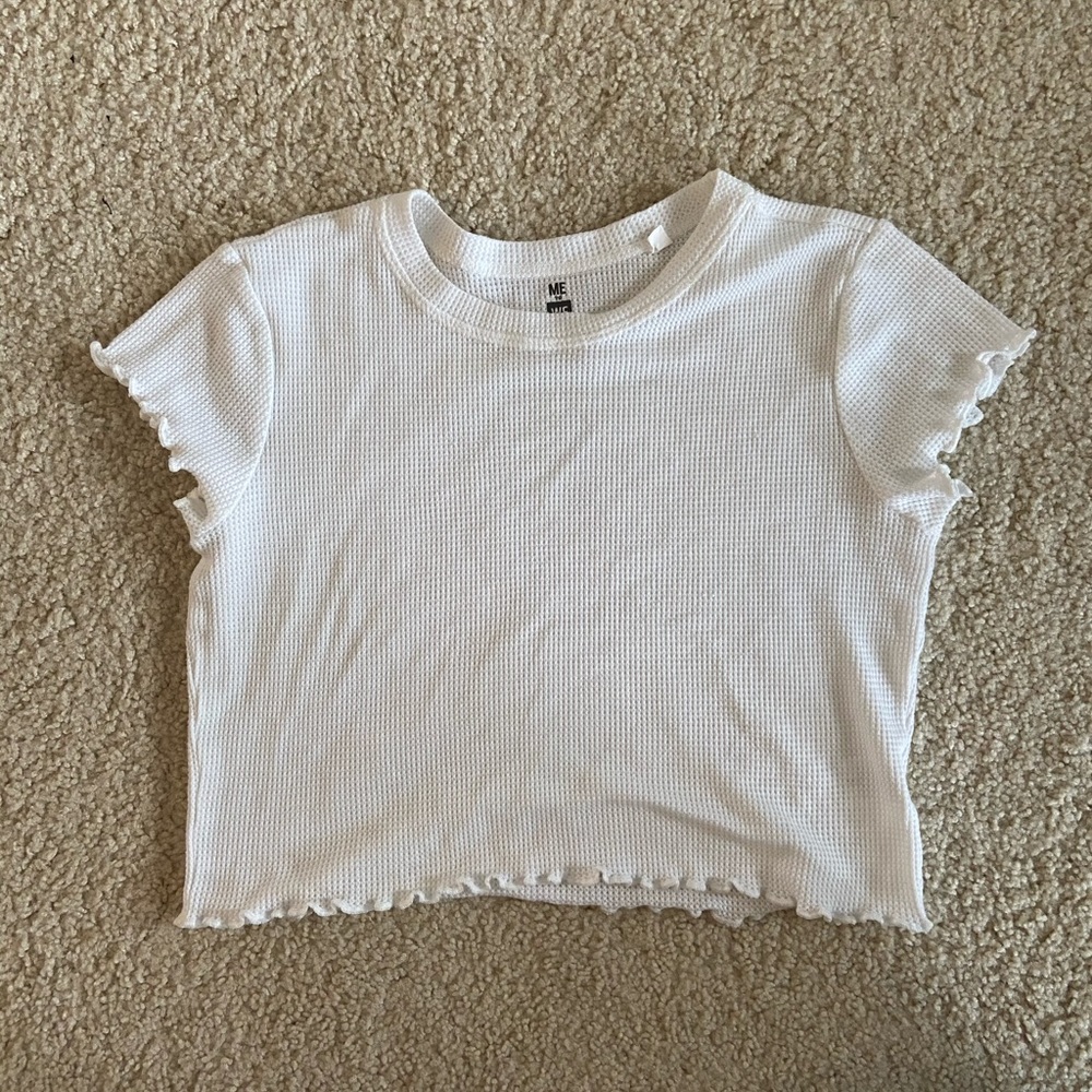 ME to We Essentials White Short Sleeve Crop